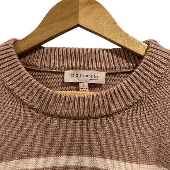 Philosphy striped Pink and white crew neck sweater size L - Picture 3 of 5